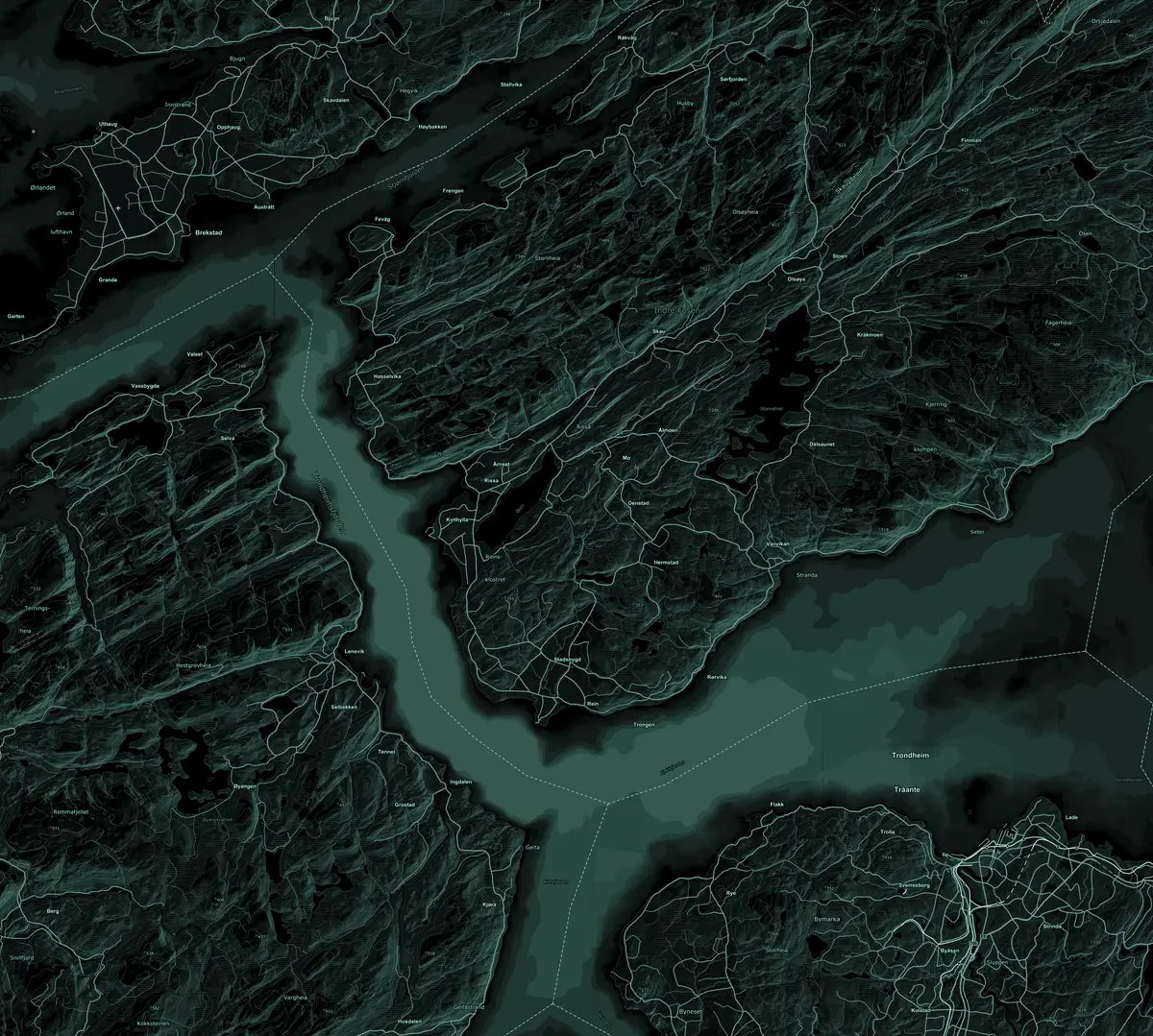 Map of Indre Fosen and the Trondheimsfjord