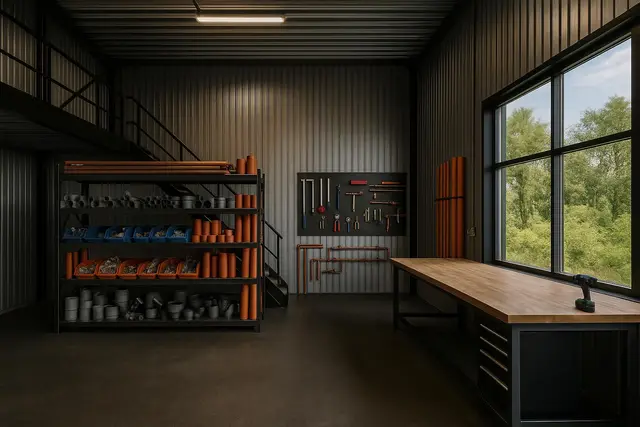 Workshop with window — illustration