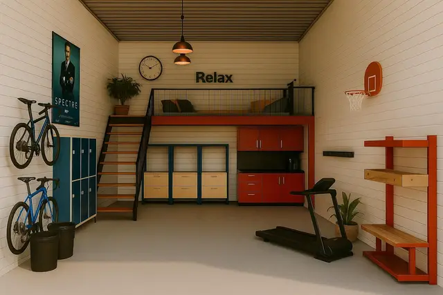 Hobby room with mezzanine — illustration