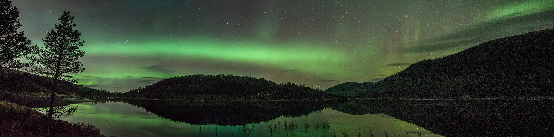 Northern lights over Ytterlangvatna in Rissa